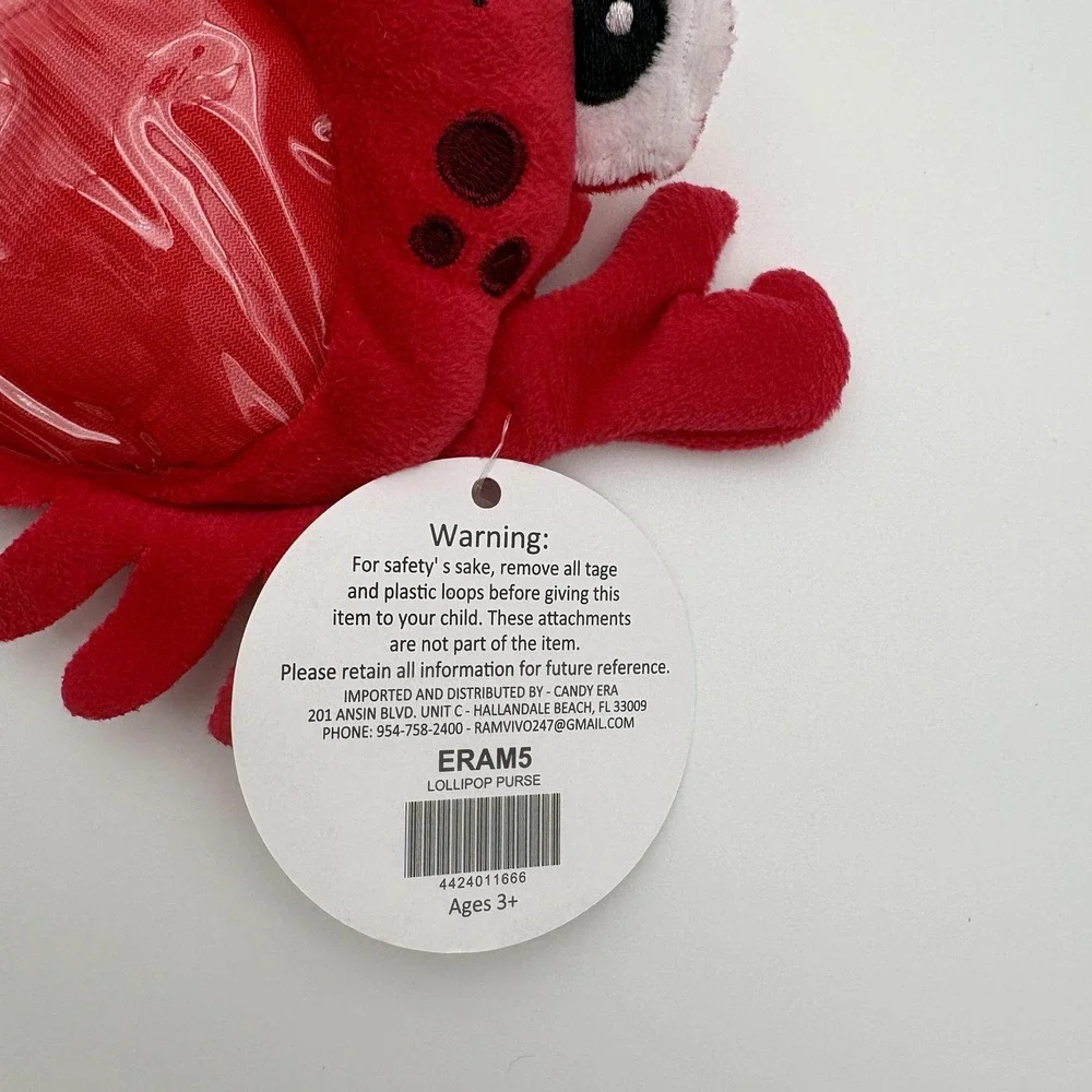 Candy‎ Era Crab Clutch Girls Mini Red Lollipop Purse Zip Coin Pouch Cute 3+
